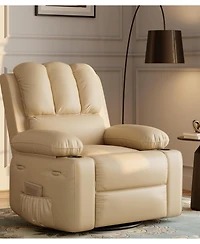 gaomon Manual Recliner Chair for Adults, Pu Leather Recliner with Cup Holders and Side Pockets, Ergonomic Design for Nursery, Living Room