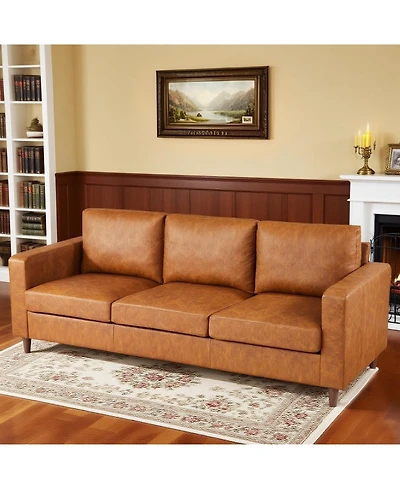 gaomon 85" Leather Couch for Living Room, Modern Sofa Couches with Padded Backrest, Upholstered Sofa with Armrests and Comfy Cushions, Deep Seat Sofas