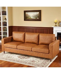 gaomon 85" Leather Couch for Living Room, Modern Sofa Couches with Padded Backrest, Upholstered Sofa with Armrests and Comfy Cushions, Deep Seat Sofas