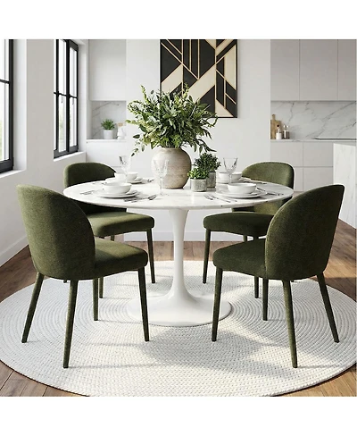 Maison Boucle Set of 4 Modern Upholstered Dining Side Chairs with Metal Legs