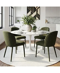 Maison Boucle Set of 4 Modern Upholstered Dining Side Chairs with Metal Legs