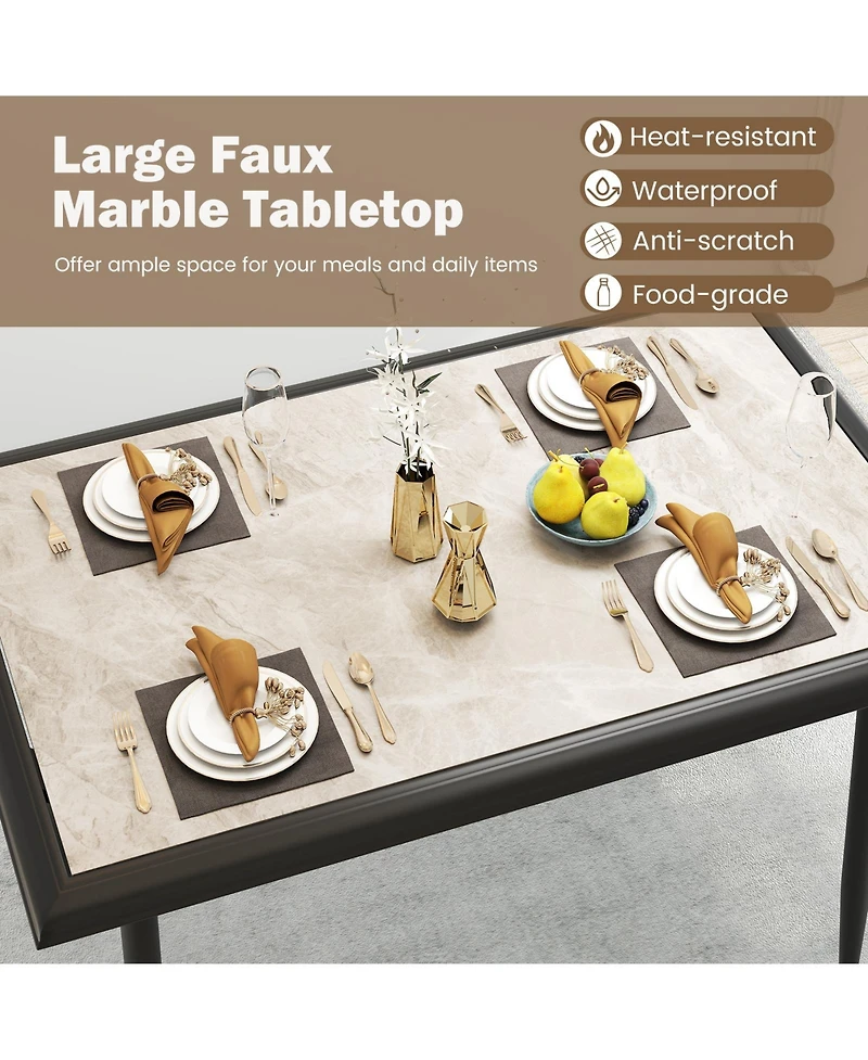 Gouun 44 in Sintered Stone Rectangular Dining Table with Metal Frame