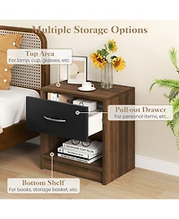 Sugift Bedside Table Nightstand with Drawer and Open Storage Shelf