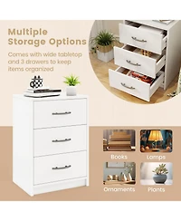 Sugift 3 Drawer Nightstand with Storage for Living Room