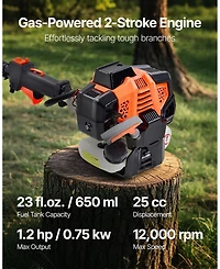 Sugift Gas Pole Saw, 25CC, 12" Cutting Bar, Extendable for Tree Trimming, Pruning