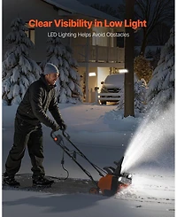 Sugift Electric Snow Blower, 20 inch, 15A Corded Snow Thrower with Led Headlights