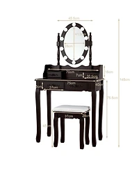 Sugift Makeup Dressing Table with Touch Switch Lighted Mirror and Cushioned Stool