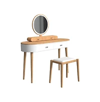 Sugift Makeup Vanity Table Set with Led Mirror and 3 Spacious Drawers