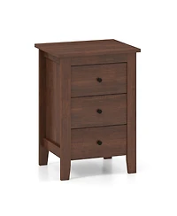 Sugift Modern Bedside Cabinet with 3 Drawers for Living Room and Bedroom-Walnut