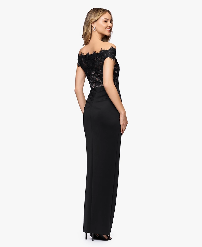 Betsy & Adam Women's Off-The-Shoulder Maxi Gown