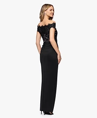 Betsy & Adam Women's Off-The-Shoulder Maxi Gown