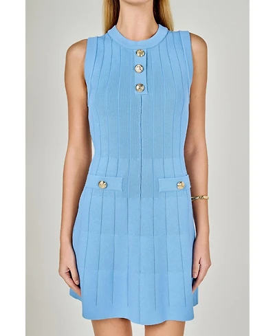 Women's Shank Button Knit Mini Dress