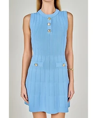 Women's Shank Button Knit Mini Dress