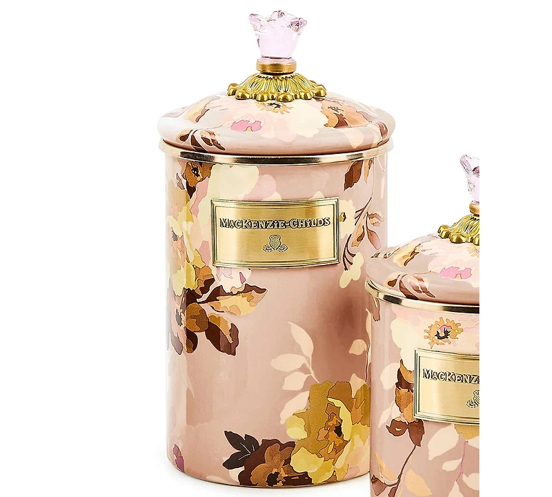 MacKenzie-Childs Wild Rose Mauve 64 oz. Large Canister