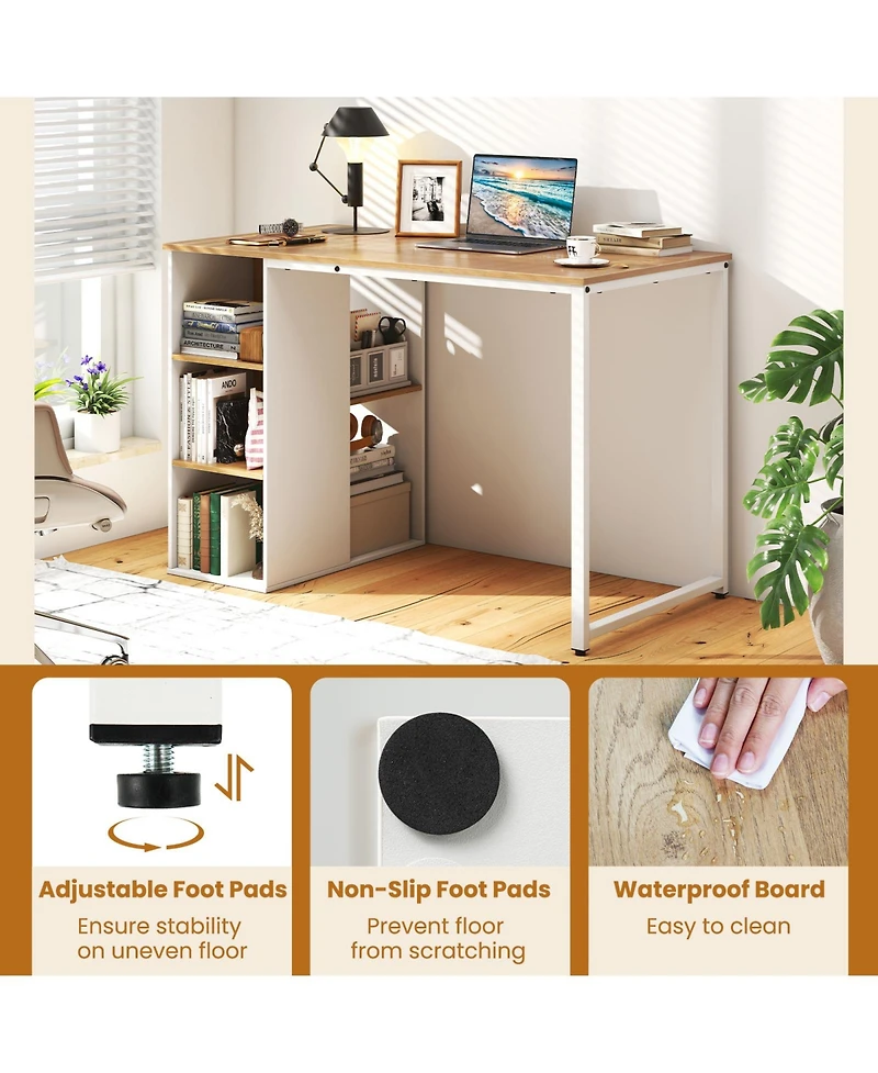 Sugift 45 in Computer Desk with Five Storage Compartments and Metal Frame