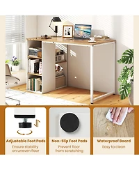 Sugift 45 in Computer Desk with Five Storage Compartments and Metal Frame