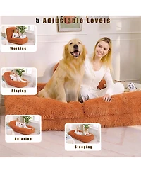 Rainsken Luxurious Plush Human Dog Bed, Foldable 5-Position Lounger Sofa, Comfortable Floor Chair with Pillow for Bedroom and Living Room