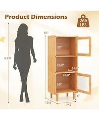 Gouun 3-Cube Bamboo Storage Cabinet with Acrylic Doors