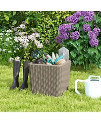 Gouun Resin Storage Patio Side Table with Removable Lid, 11.5 Gal