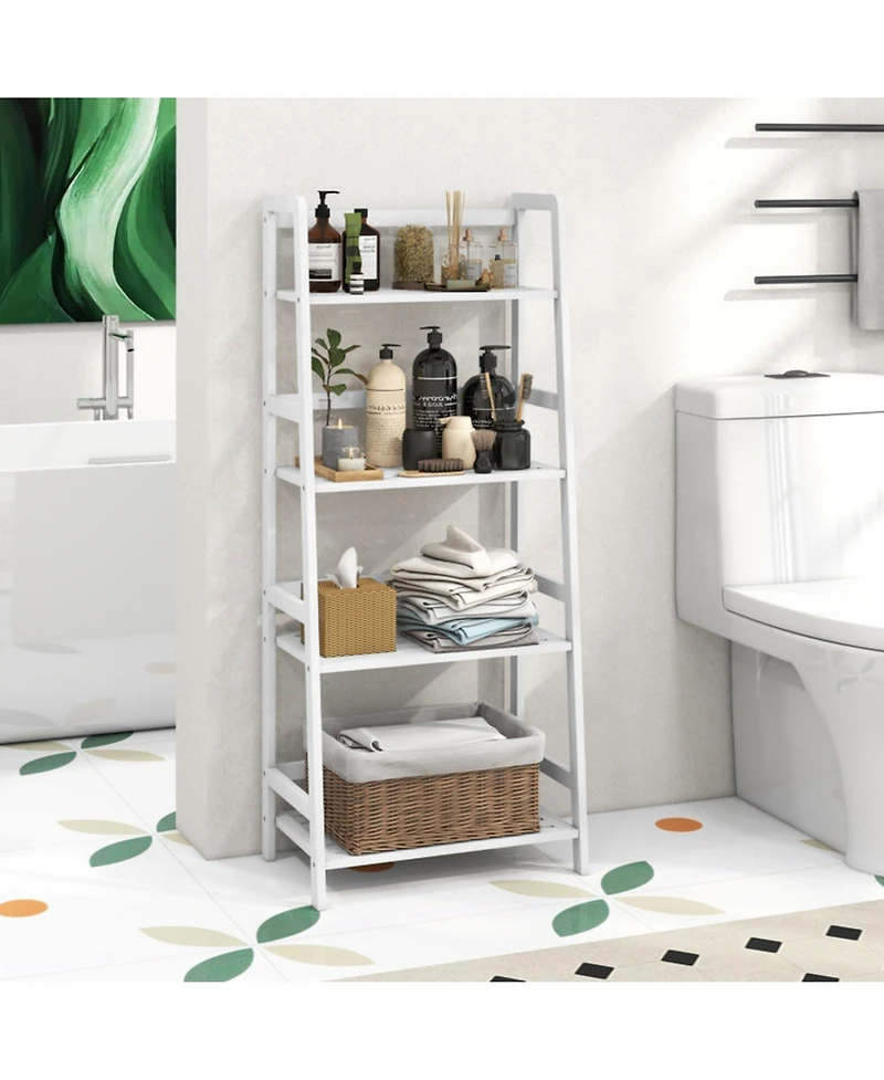 Gouun 4-Tier Bamboo Ladder Bookcase with Open Shelves