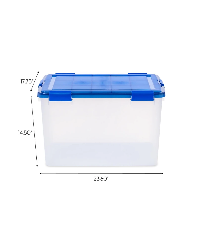 Iris Usa 3Pack 74qt Weatherpro Airtight Plastic Storage Bin with Lid and Seal and Secure Latching Buckles