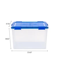 Iris Usa 3Pack 74qt Weatherpro Airtight Plastic Storage Bin with Lid and Seal and Secure Latching Buckles