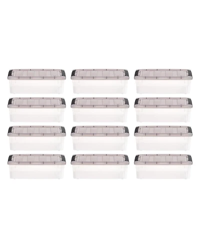 Iris Usa 6 Quart Stack and Pull Clear Storage Box, 12 Pack