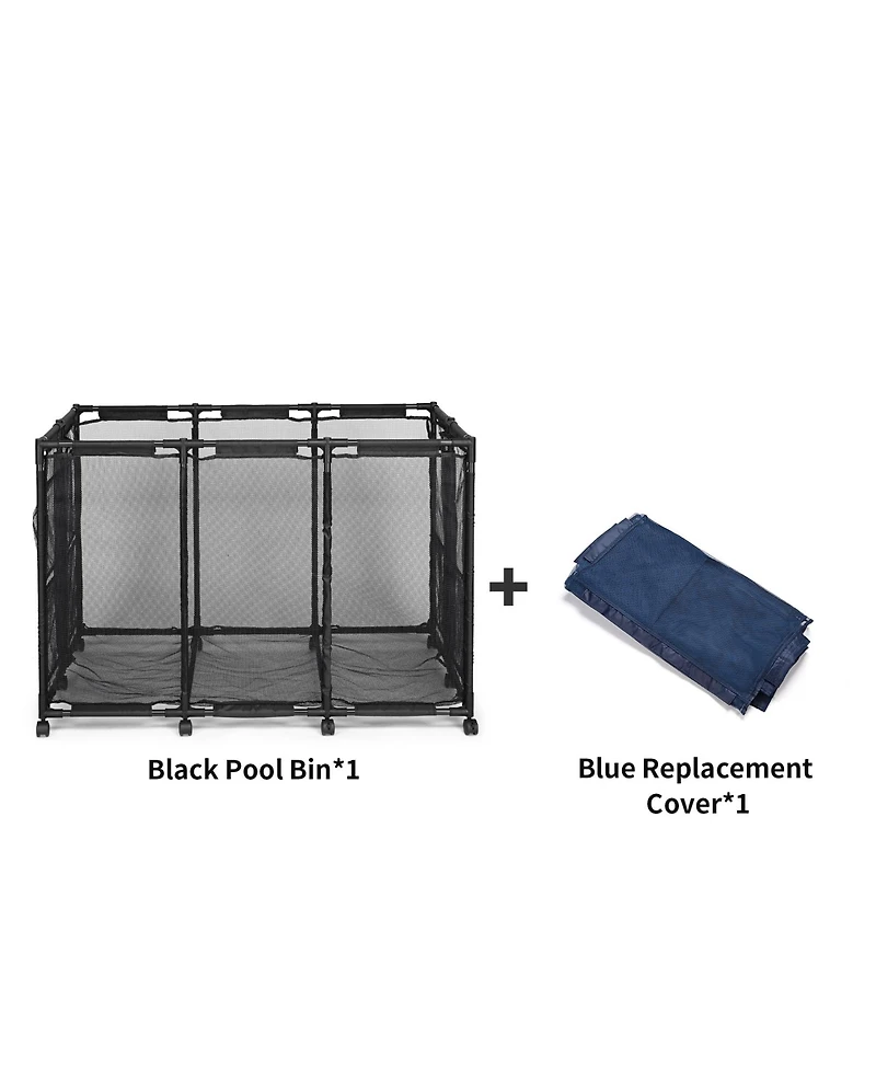 Yescom Extra Large 12 Wheels Rolling Mesh Pool Storage Bin Metal Frame with Cover Replacement Net