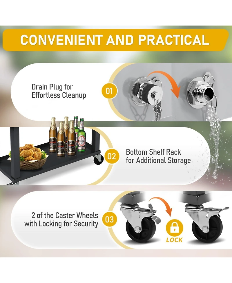 Yescom 80 Qt Rolling Cooler Portable on Wheel Beverage Cart Patio Bar Party Pool