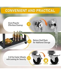 Yescom 80 Qt Rolling Cooler Portable on Wheel Beverage Cart Patio Bar Party Pool