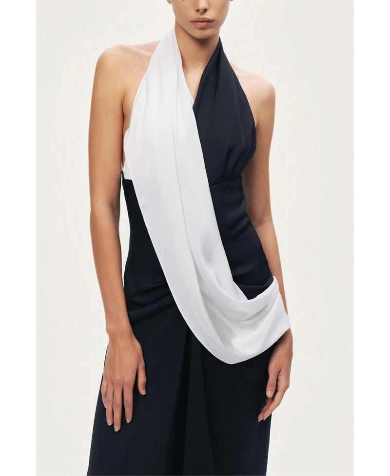 Nocturne Women's Contrast Draped Halter Maxi Dress