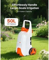Sugift Battery-Powered Sprayer, 13.1 Gallons, Electric Weed Sprayer with Wheels