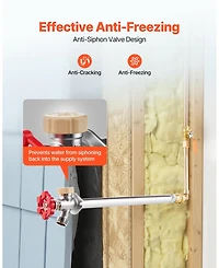 Sugift Anti-Siphon Frost-Proof Sillcock, 12" Outdoor Faucet Bib with Backflow Preventer