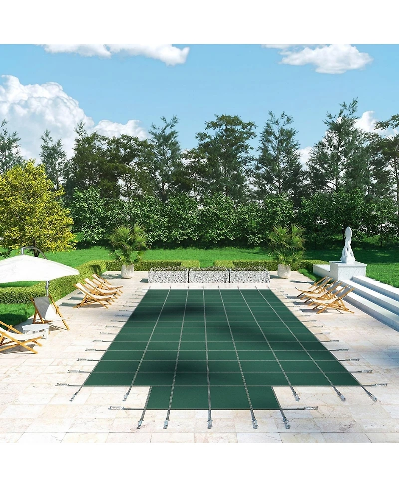 Sugift 20x40ft Mesh Pool Safety Cover with Center Step for Winter