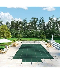 Sugift 20x40ft Mesh Pool Safety Cover with Center Step for Winter