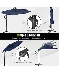 Sugift 10 ft Solar Powered Cantilever Patio Umbrella with Tilt