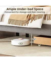 Sugift Queen Size Bed Frame with Storage Drawer and Vertical Channel Headboard