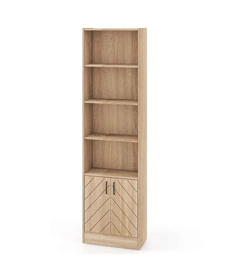 Gouun 6-Tier Tall Bookshelf with Double Doors and 4 Open Cubes