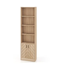 Gouun 6-Tier Tall Bookshelf with Double Doors and 4 Open Cubes