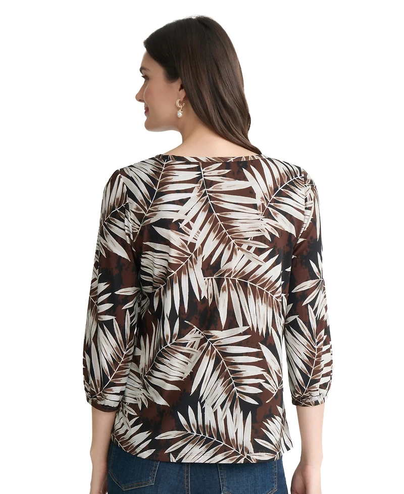 Jones New York Women's Printed Crewneck Top