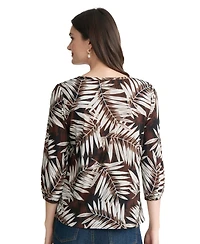 Jones New York Women's Printed Crewneck Top