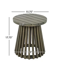 Flynama Outdoor Acacia Wood Conversation Set 2 Club Chairs with Foldable End Table Grey Finish Cream Cushion for Garden Patio Deck