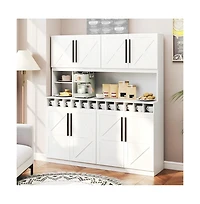 Gouun 70 in Farmhouse Pantry Cabinet Kitchen Buffet Hutch with 4 Cabinets