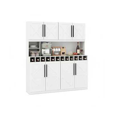 Gouun 70 in Farmhouse Pantry Cabinet Kitchen Buffet Hutch with 4 Cabinets