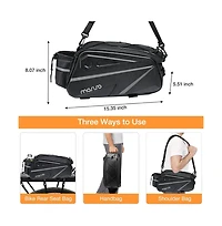 Aoligeijs Bike Rear Rack Bag 14L Waterproof Trunk with Shoulder Strap, Eva Cycling Storage Pouch for Commuting, Travel and Outdoor Use
