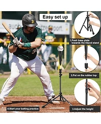 Aoligeijs Baseball Tee Batting Tee Softball Tee Portable Travel Hitting Tee,Easy Adjustable Height,Stable Tripod Stand