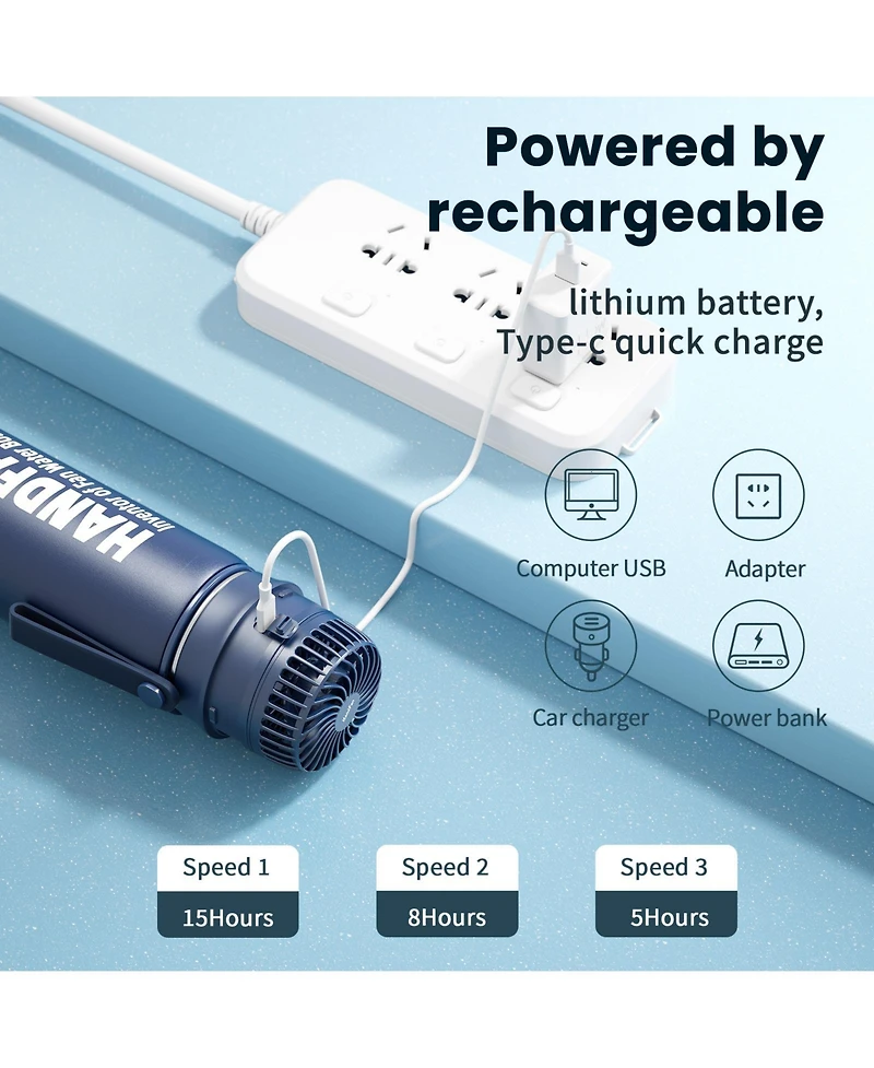 Yescom 24oz IP67 Vacuum Insulated Water Bottle with Fan , Outdoor Sport Stainless Steel Coffee Tumbler for Rv Camper