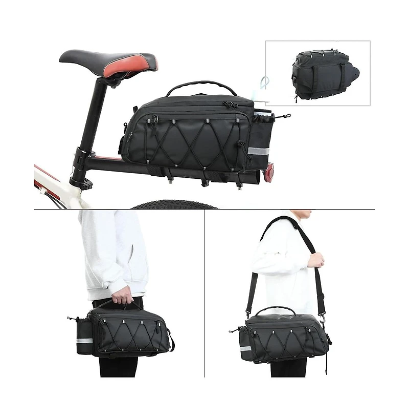 Aoligeijs Bike Rack Trunk Bag, 10L Waterproof Bicycle Rear Seat Storage with Side Pockets, Rain Cover and Shoulder Strap for Commuting Travel Cycling