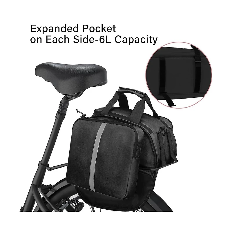 Aoligeijs Bike Rack Bag Waterproof Bicycle Trunk Bag Rear Seat Pannier with Shoulder Strap Reflective Cycling Storage for Commuting Travel