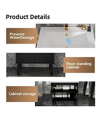 Sillysis Inch Bathroom Vanity Cabinet, Modern Mdf Storage, Sink Not Included